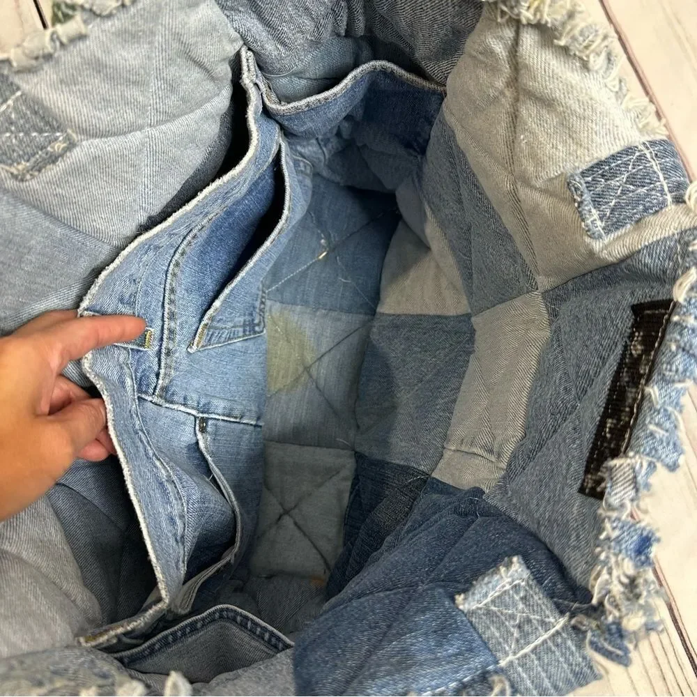 Green Bay Packers Custom Handmade Denim Jeans Patchwork Purse Bag‎